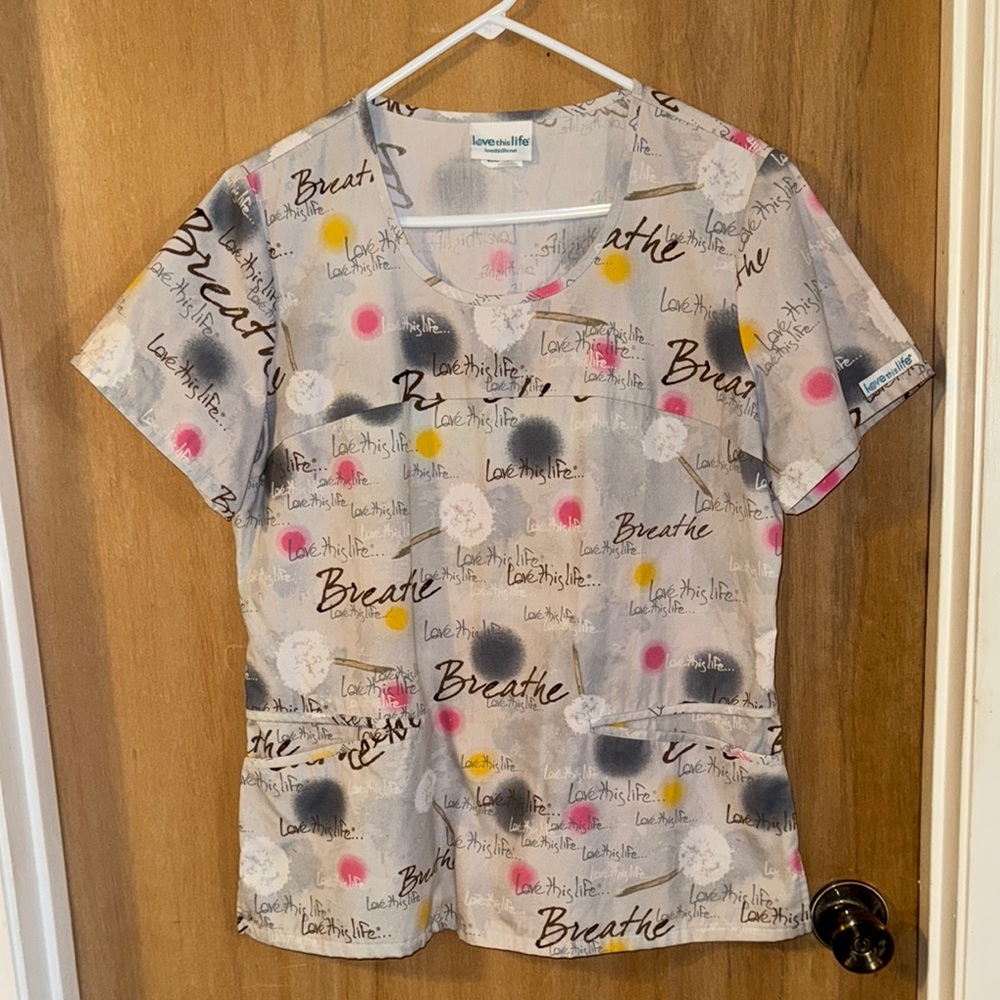 Love this Life Graphic Print Scrub Top